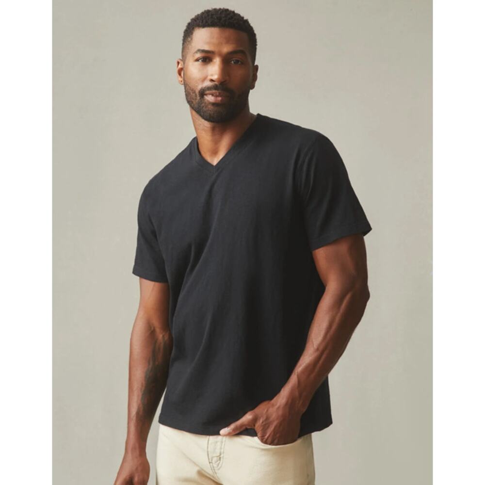 American Giant Premium Slub Tee Shirt V-Neck Short Sleeve Black Size Medium NEW